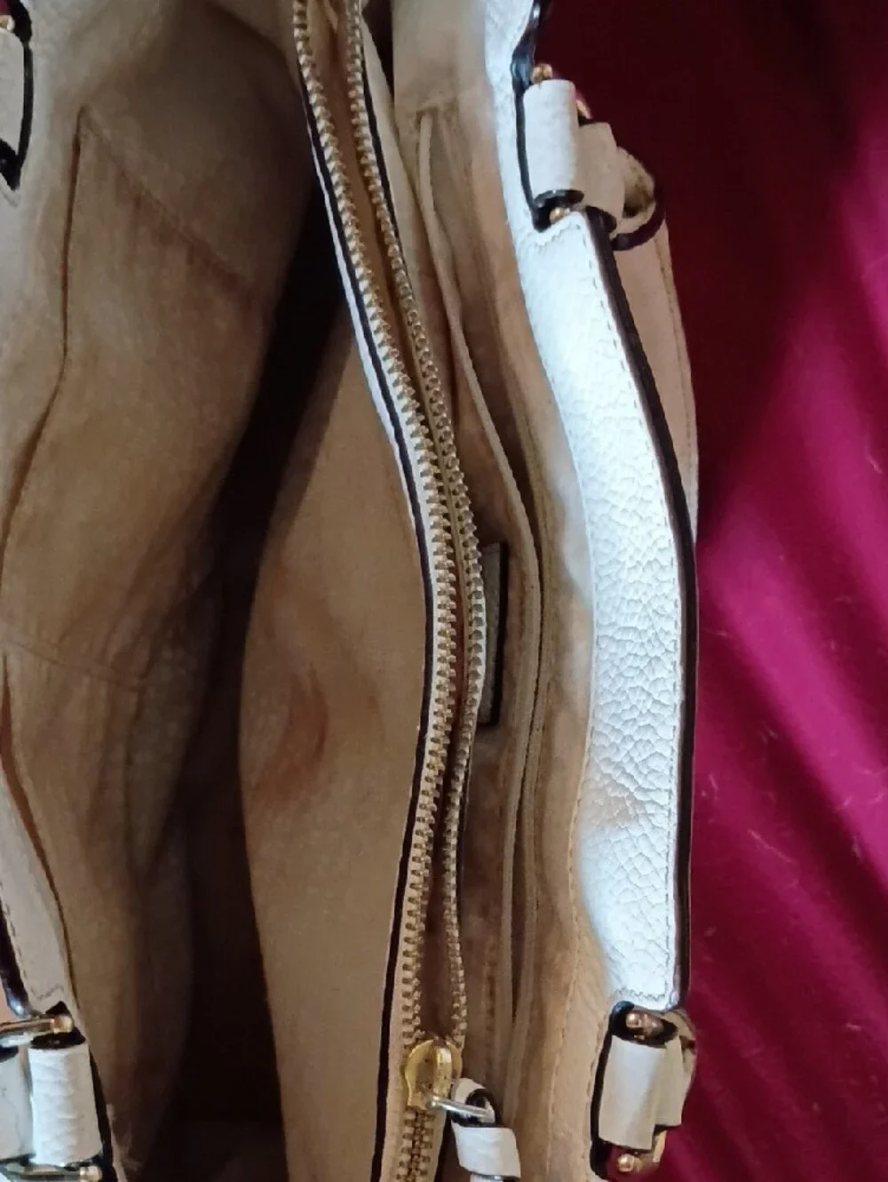 kate spade cream pebble leather tote with tassel
